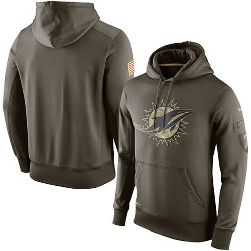 Men's Miami Dolphins Nike Olive Salute To Service KO Performance Hoodie